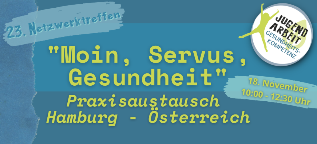 Veranstaltungstitel, Datum und blaue Quader